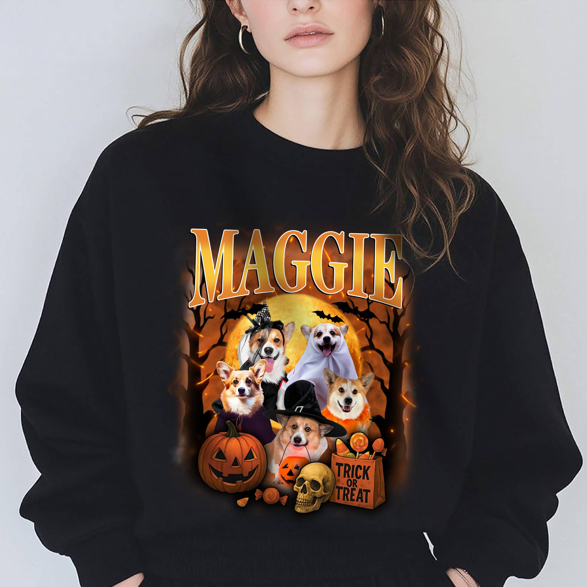 Custom Photo Dog Halloween Retro Style Dark Shirt HO82 894988