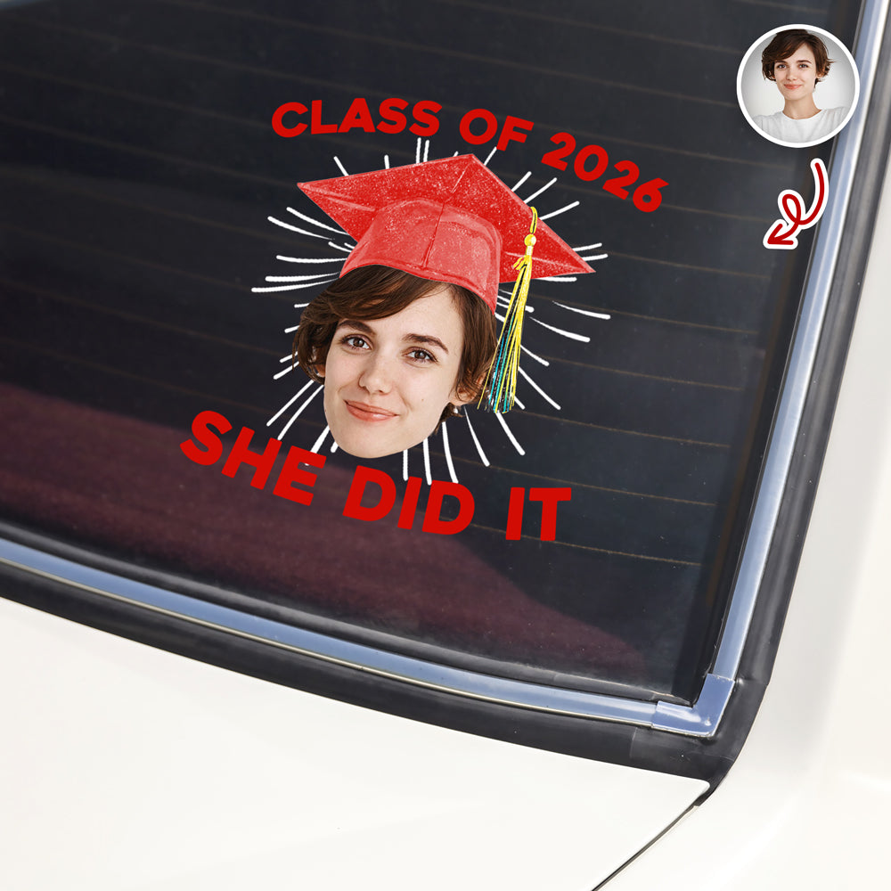 Custom Funny Face Class Of 2026 Graduation Car Window Decal Sticker HA75 920432