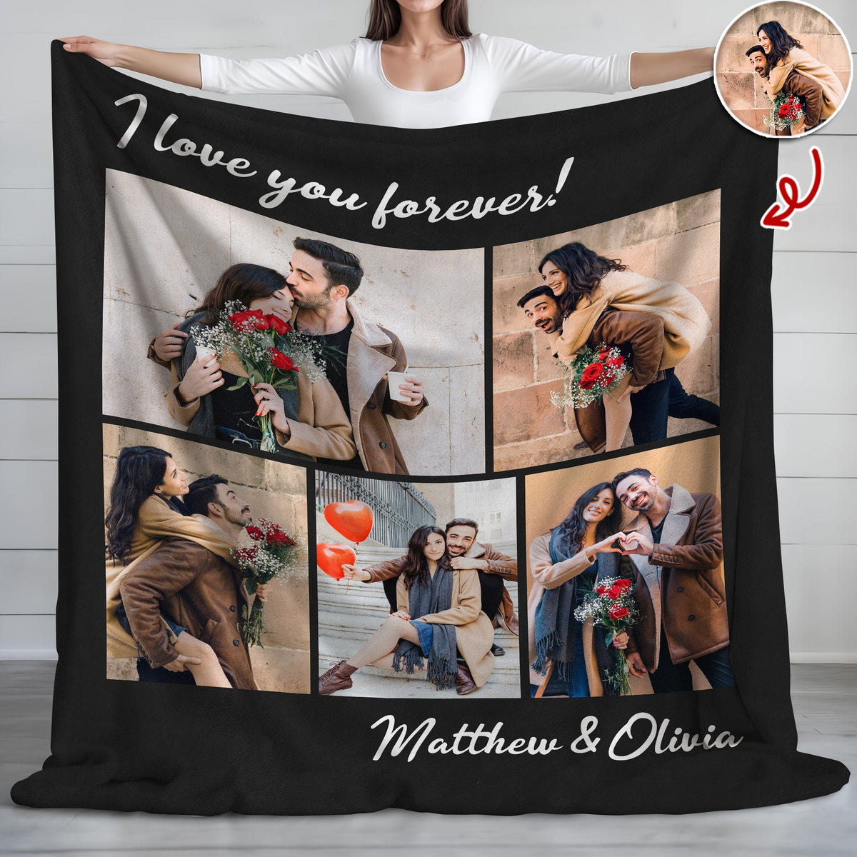 Custom Photo I Love You Forever Valentine Gift Blanket For Couple TH10 896861