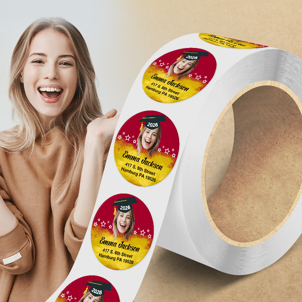 Custom Face Graduation 2026 Return Address Personalized Roll Sticker HA75 920446