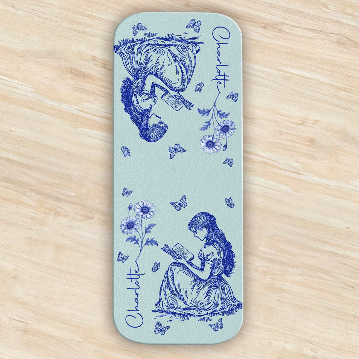 Birth Flower Book Lovers Toile De Jouy - Personalized Leather Magnetic Bookmark CH07 899540