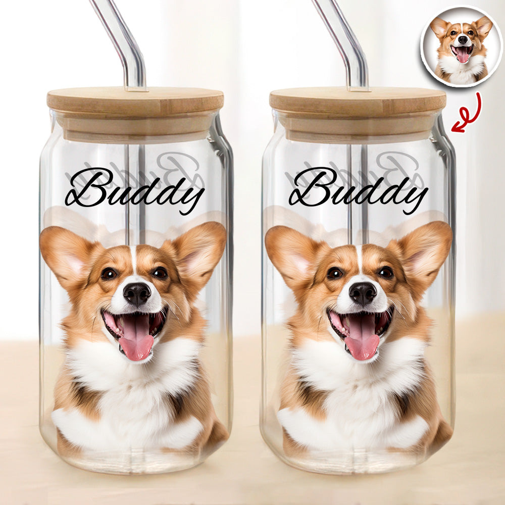 Custom Photo And Name Glass Can With Lid Gift TH10 896781