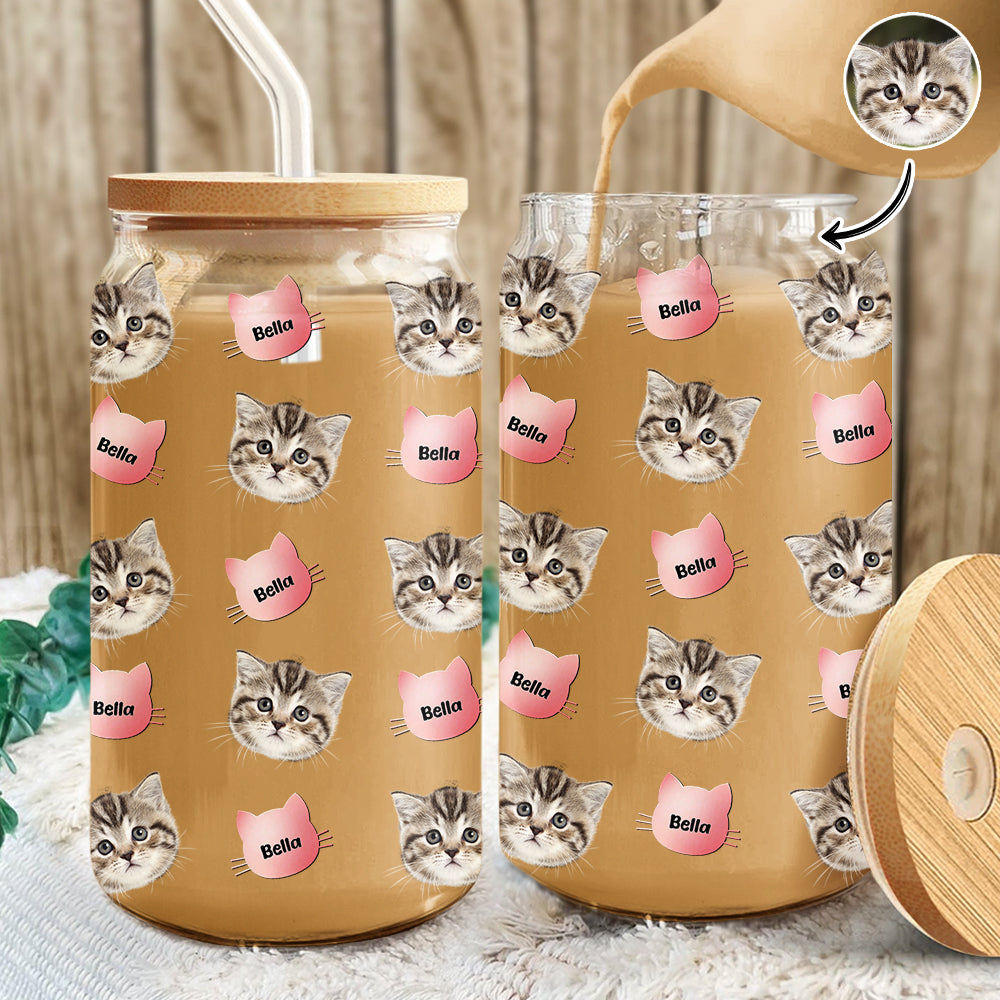 Custom Dog Cat Pet Photo Glass Can With Lid Gift for Pet Lovers HA75 898420
