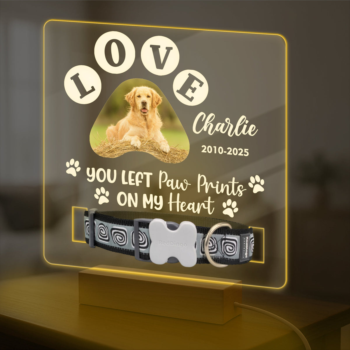 Custom Photo You Left Paw Prints On Our Hearts Memorial Acrylic Collar Frame CH07 896074