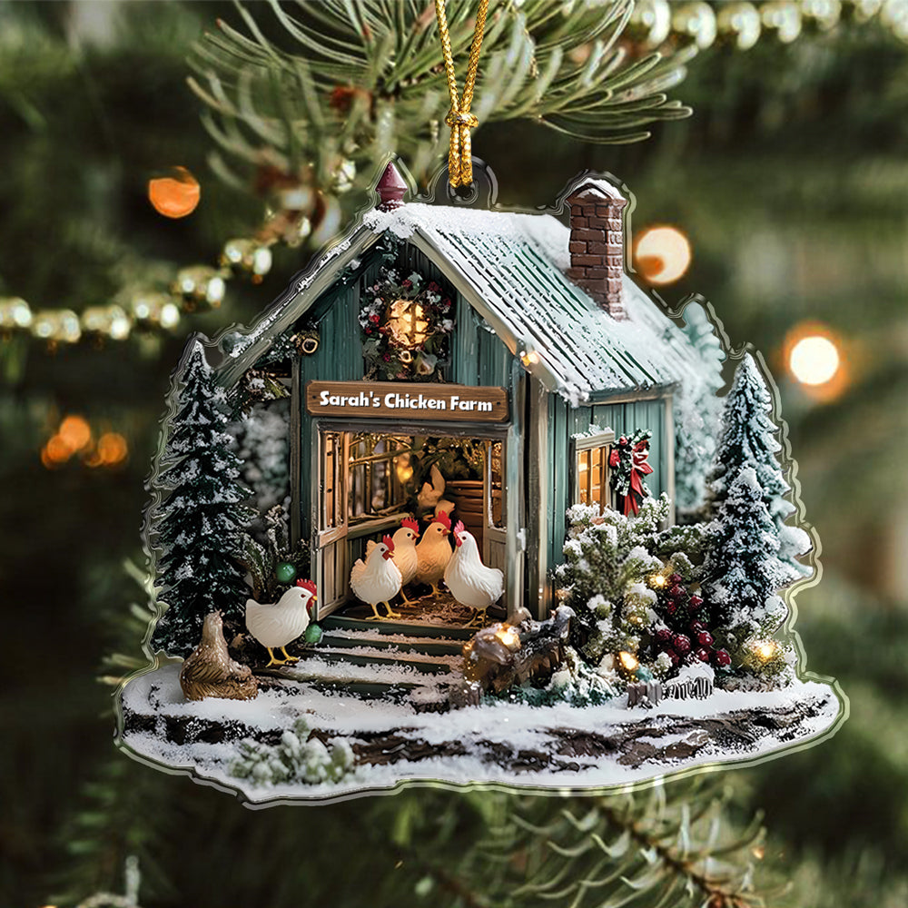 Personalized Chicken Farm Acrylic Ornament Farmhouse Christmas Ornament HA75 897052
