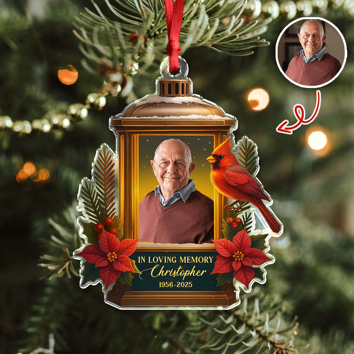 Custom Photo In Loving Memory Memorial Acrylic Ornament HA75 897204