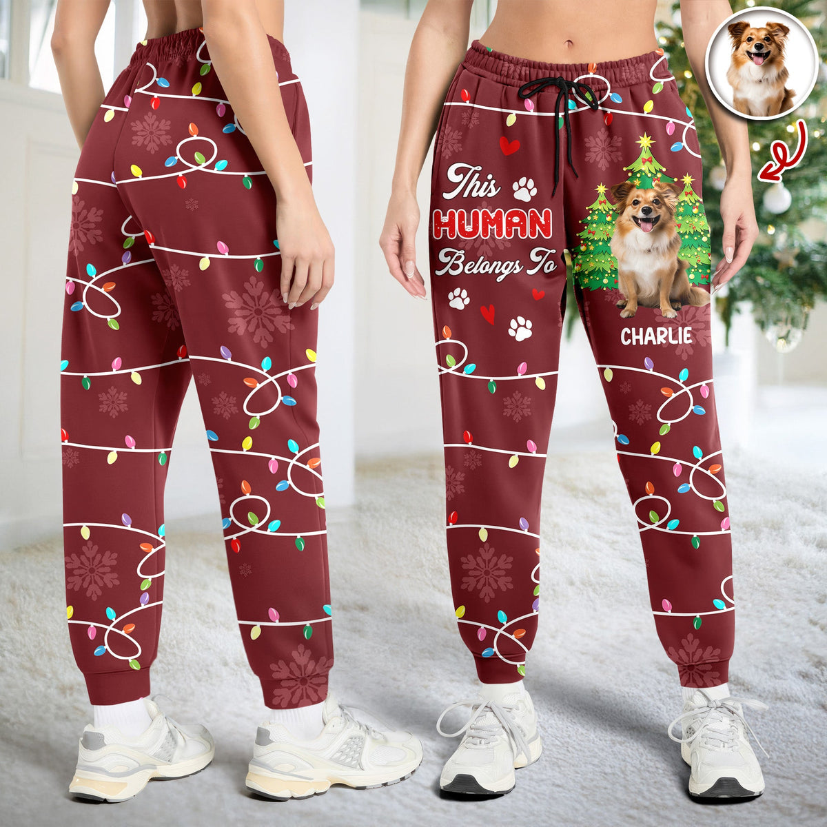 Custom Photo This Human Belongs To Dog Sweatpants HA75 897652