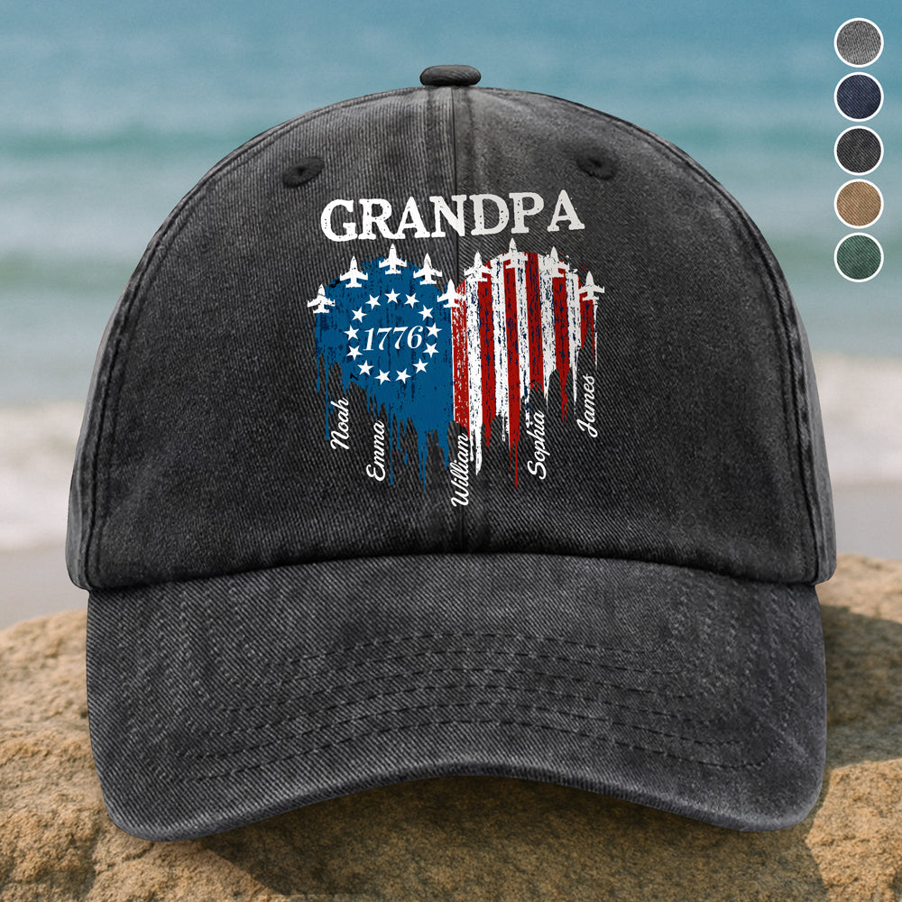 Custom Name American Grandma Washed Denim Baseball Cap CH07 910550