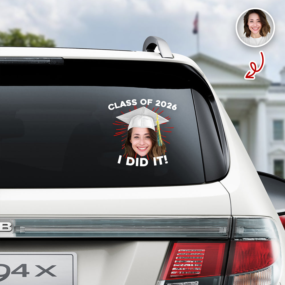 Custom Funny Face Class Of 2026 Graduation Car Window Decal Sticker HA75 920432