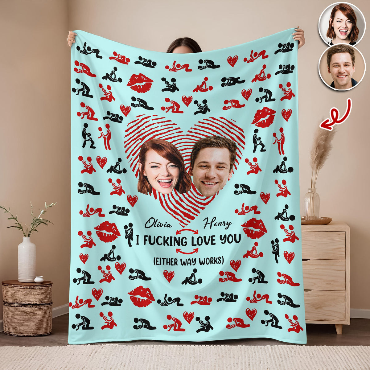 Custom Photo Couple Blanket Gift For Valentine's Day HA75 920010