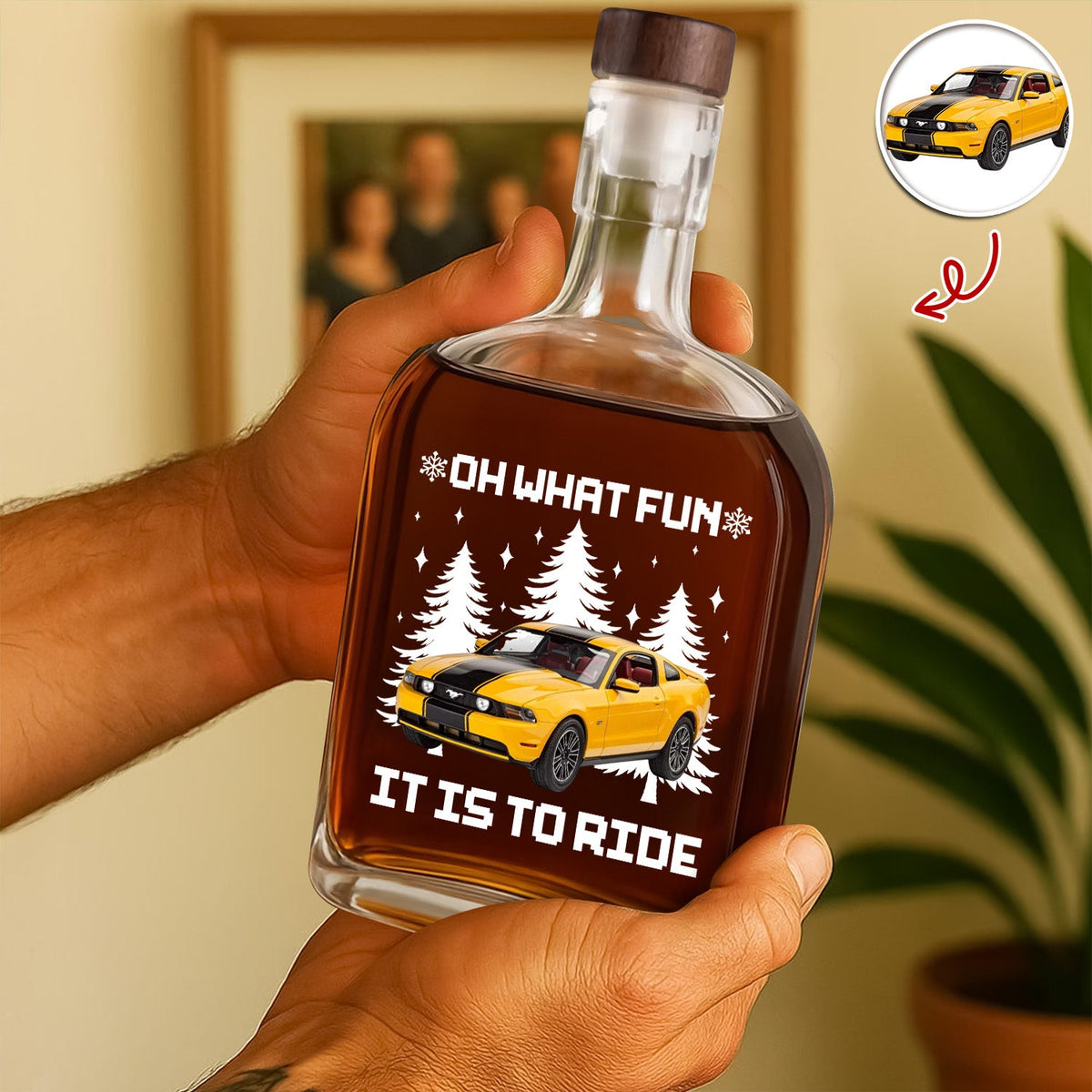 Custom Car Photo Oh What Fun It Is To Ride Whiskey Bottle HA75 898146