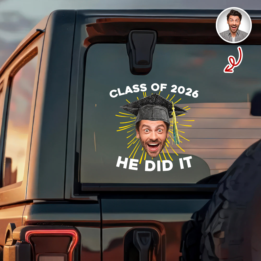 Custom Funny Face Class Of 2026 Graduation Car Window Decal Sticker HA75 920432