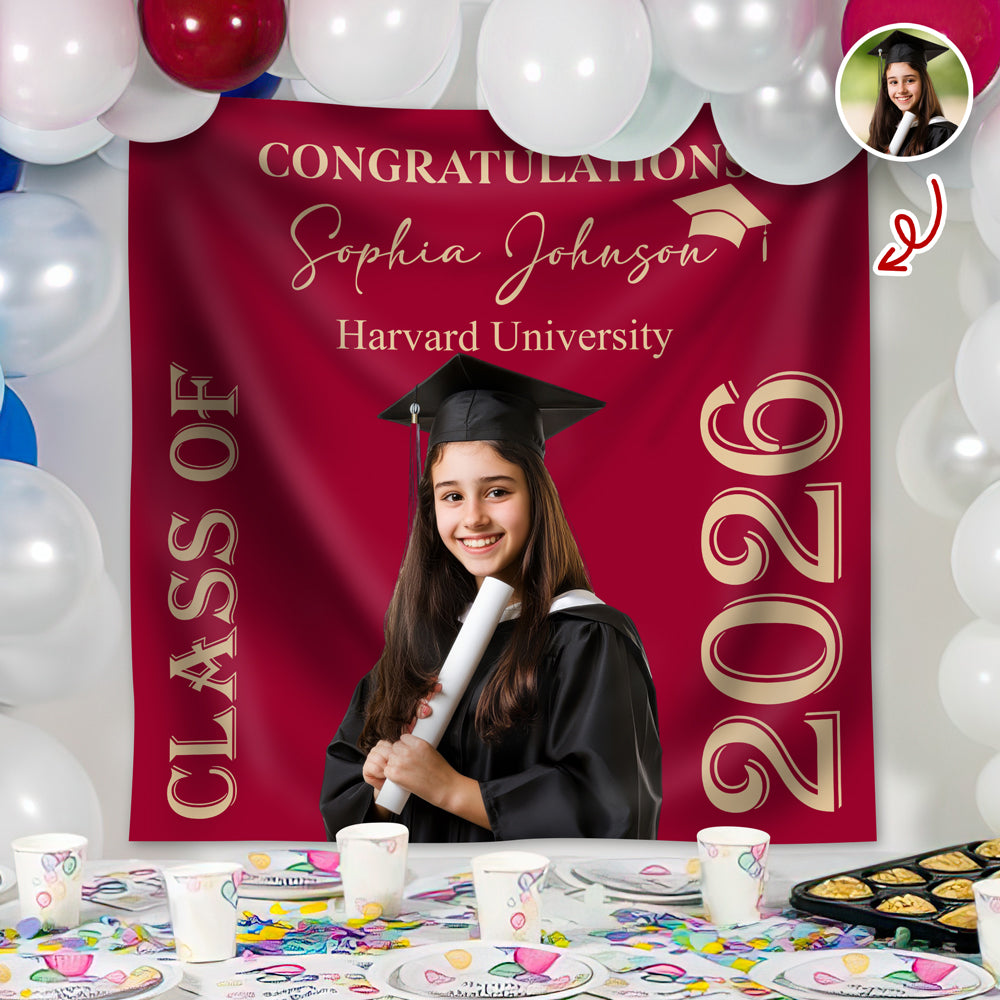 Custom Photo Congratulations Class Of 2026 Backdrop For Graduation's Day TH10 168999