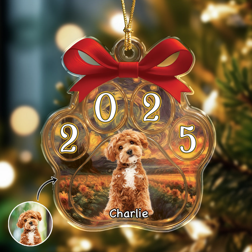 Custom Cute Dog Photo Van Gogh Christmas 2025 Acrylic Ornament LM32 895629