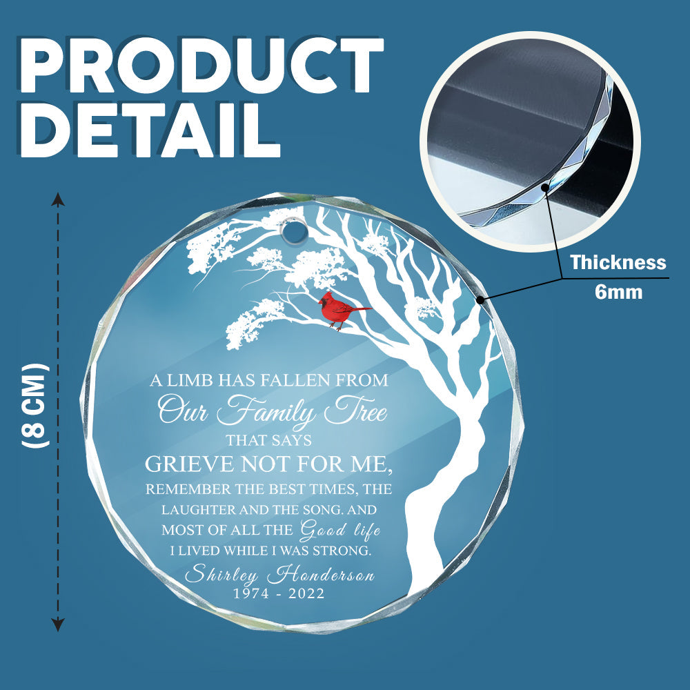 A Limb Has Fallen Family Tree Memorial Glass Circle Ornament HO82 893090