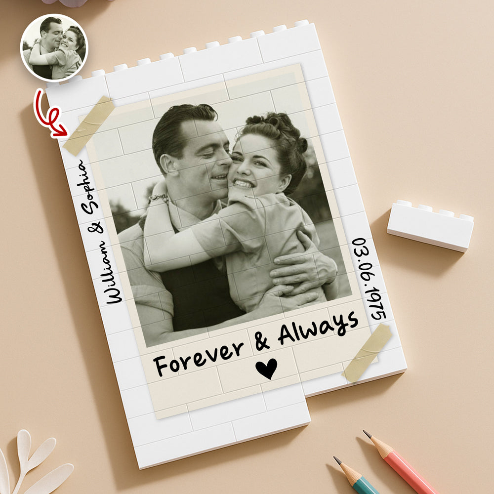 Custom Polaroid Couple Photo Forever & Always Building Brick Blocks CH07 910806