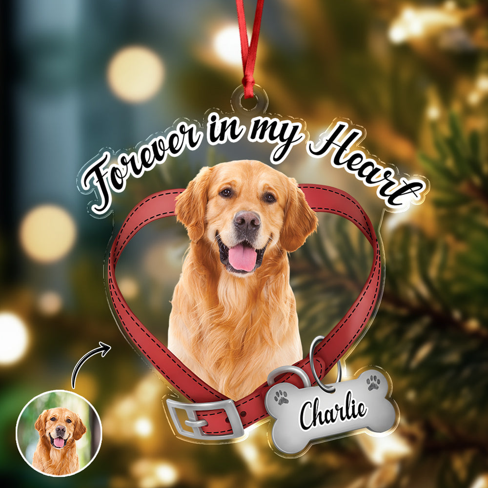 Custom Dog Photo Forever In My Heart Memorial Acrylic Ornament HA75 897520 (Pack)