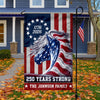 Custom Family Name Patriotic Horse Flag, 250 Years Strong Patriotic Garden Flag HA75 920128