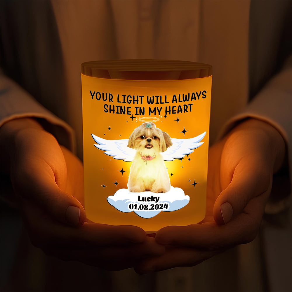 Custom Photo Forever In My Heart Memorial Glass Jar With LED Candle LM32 893503