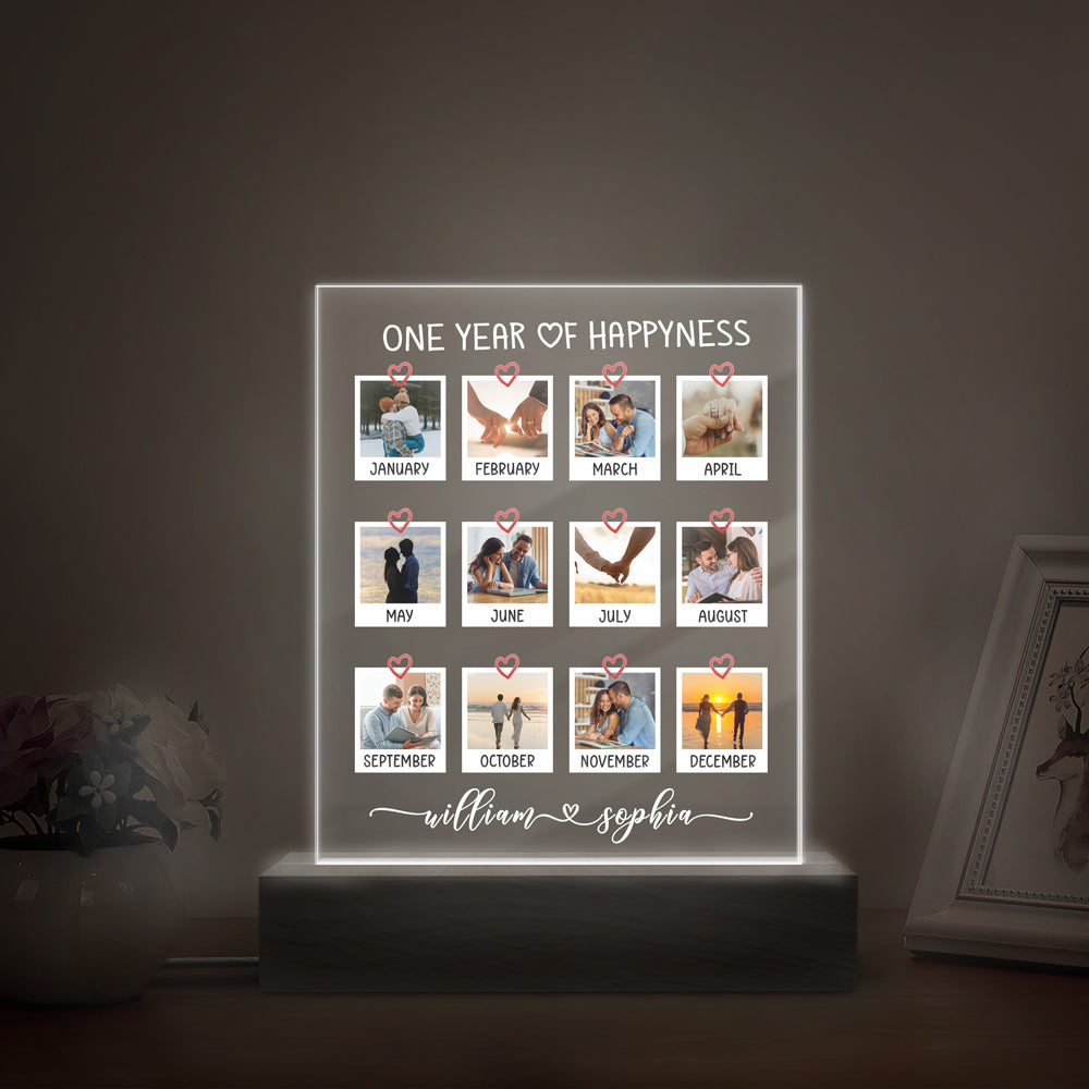 Custom Photo One Year Together Personalized Acrylic Plaque LED Night Light Anniversary Gift HA75 920098