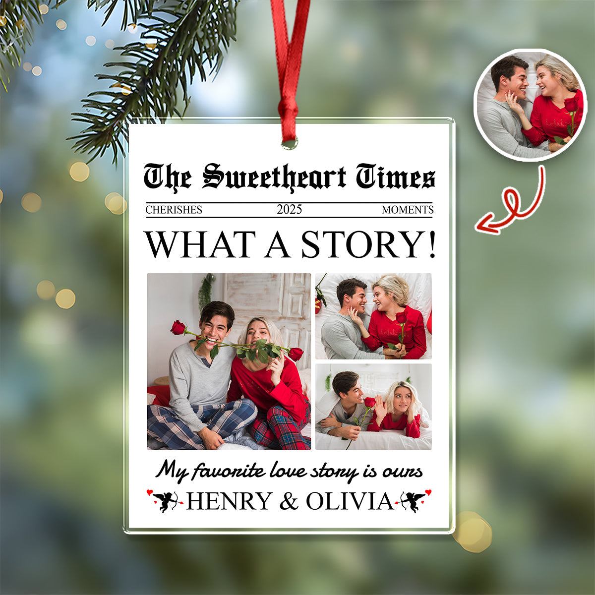 Custom Photo The Sweetheart Times Acrylic Ornament Christmas Gift For Couples HO82 894852