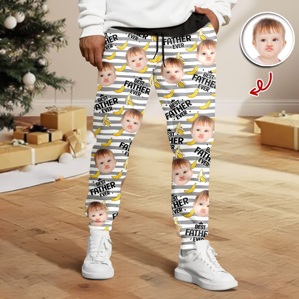 Custom Photo Funny Banana Best Dad Ever - Personalized Sweatpants HO82 900136
