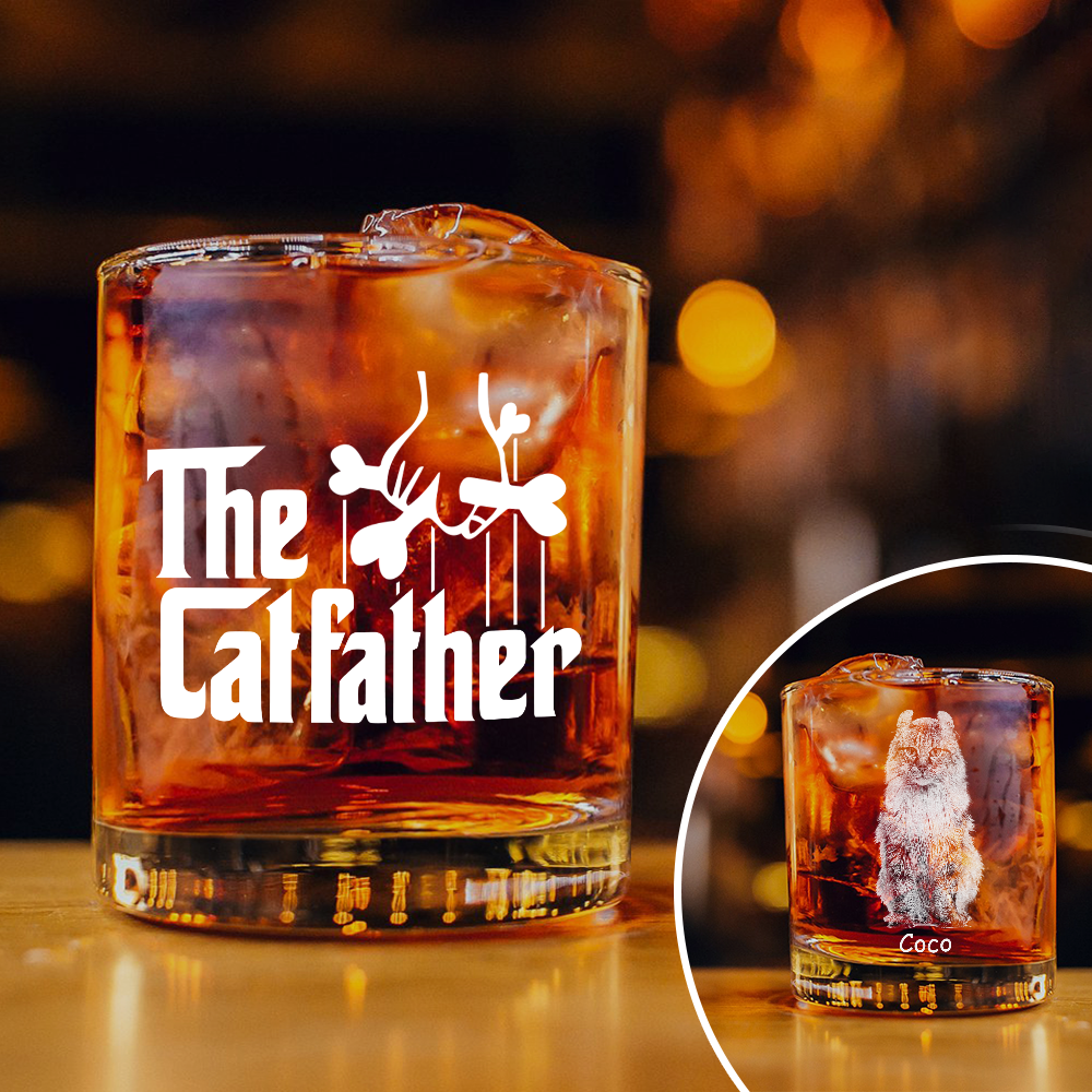 Custom Photo The Dog Father Whiskey Glass Gift For Dog Lover Cat Lover CH07 895546