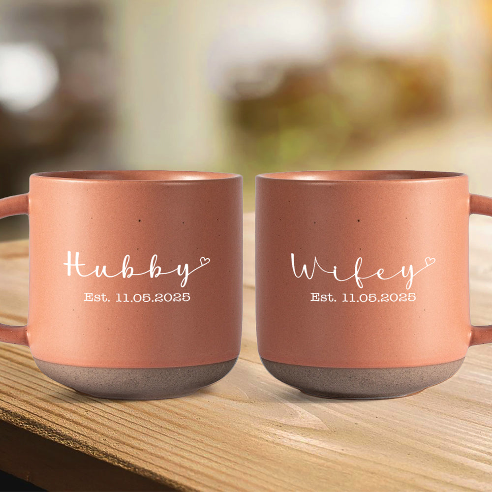 Personalized Hubby Wifey Couple Gift Pottery Mug HA75 898916