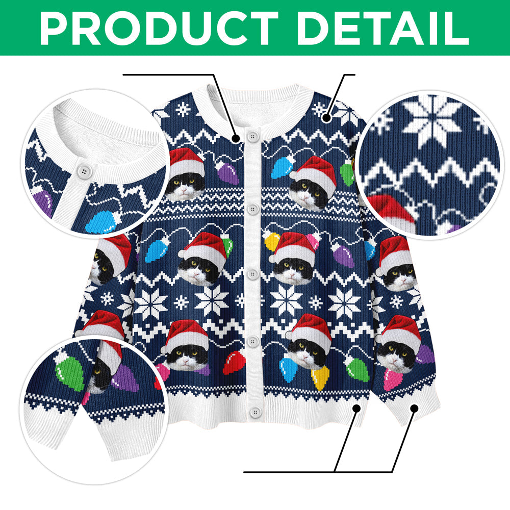 Custom Funny Photo Xmas Leds Cardigan Gift For Cat Lover HO82 900266