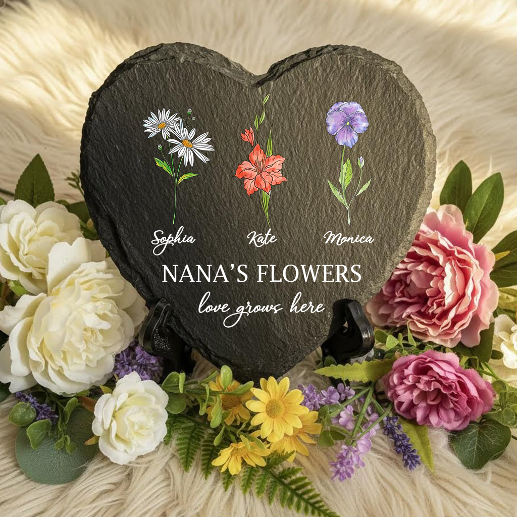 Personalized Birth Mother's Garden Love Grows Here Heart Shaped Stone LM32 899261