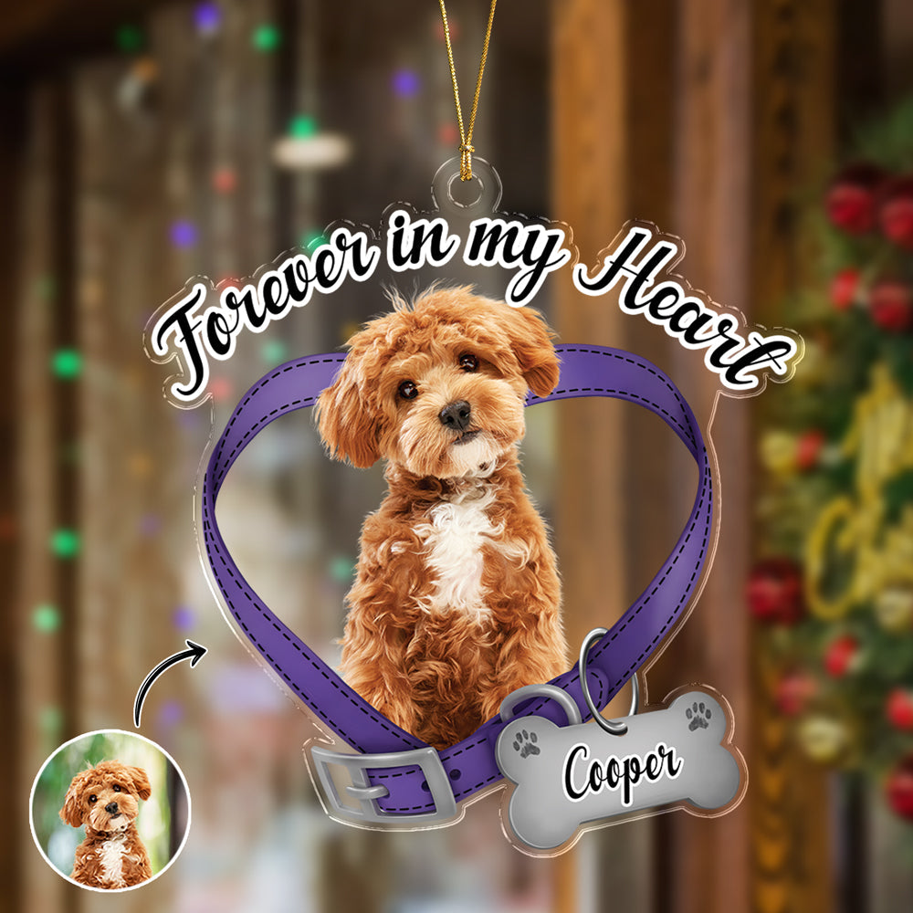 Custom Dog Photo Forever In My Heart Memorial Acrylic Ornament HA75 897520 (Pack)