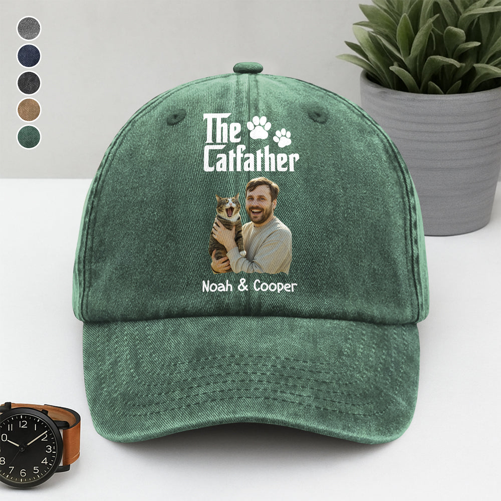 Custom Photo The DogFather Washed Denim Baseball Cap Gift LM32 893919