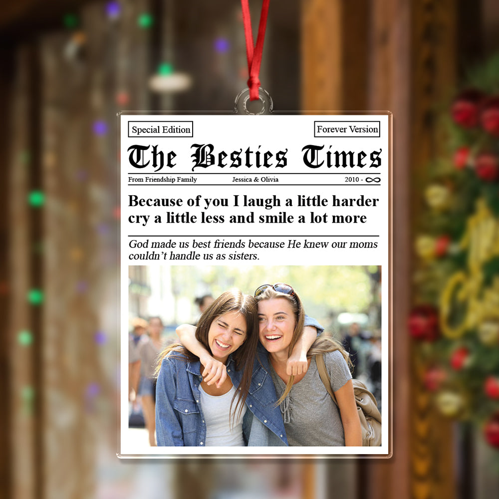 Custom Photo Times Magazine Friendship Acrylic Ornament Christmas Gift For Besties HO82 894660