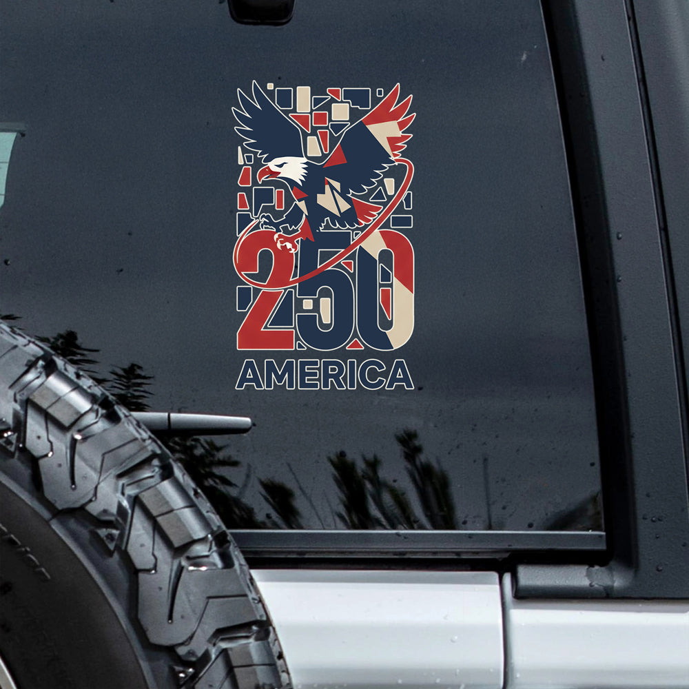America 250 Bald Eagle In Flight - Mosaic Design Car Window Decal Sticker LM32 897871