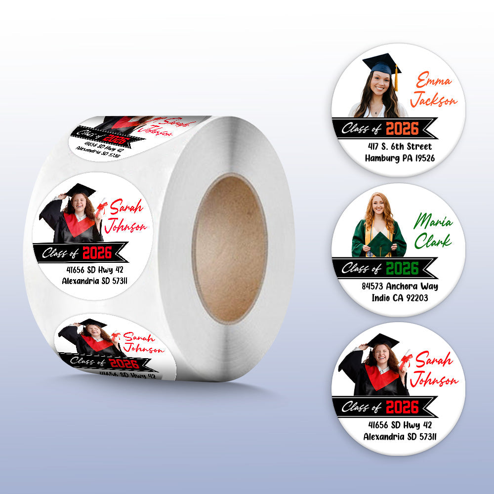 Custom Photo Graduation 2026 Return Address Personalized Roll Sticker HA75 920448