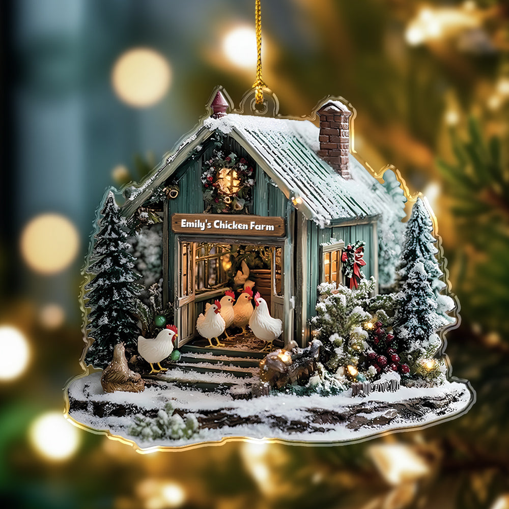 Personalized Chicken Farm Acrylic Ornament Farmhouse Christmas Ornament HA75 897052