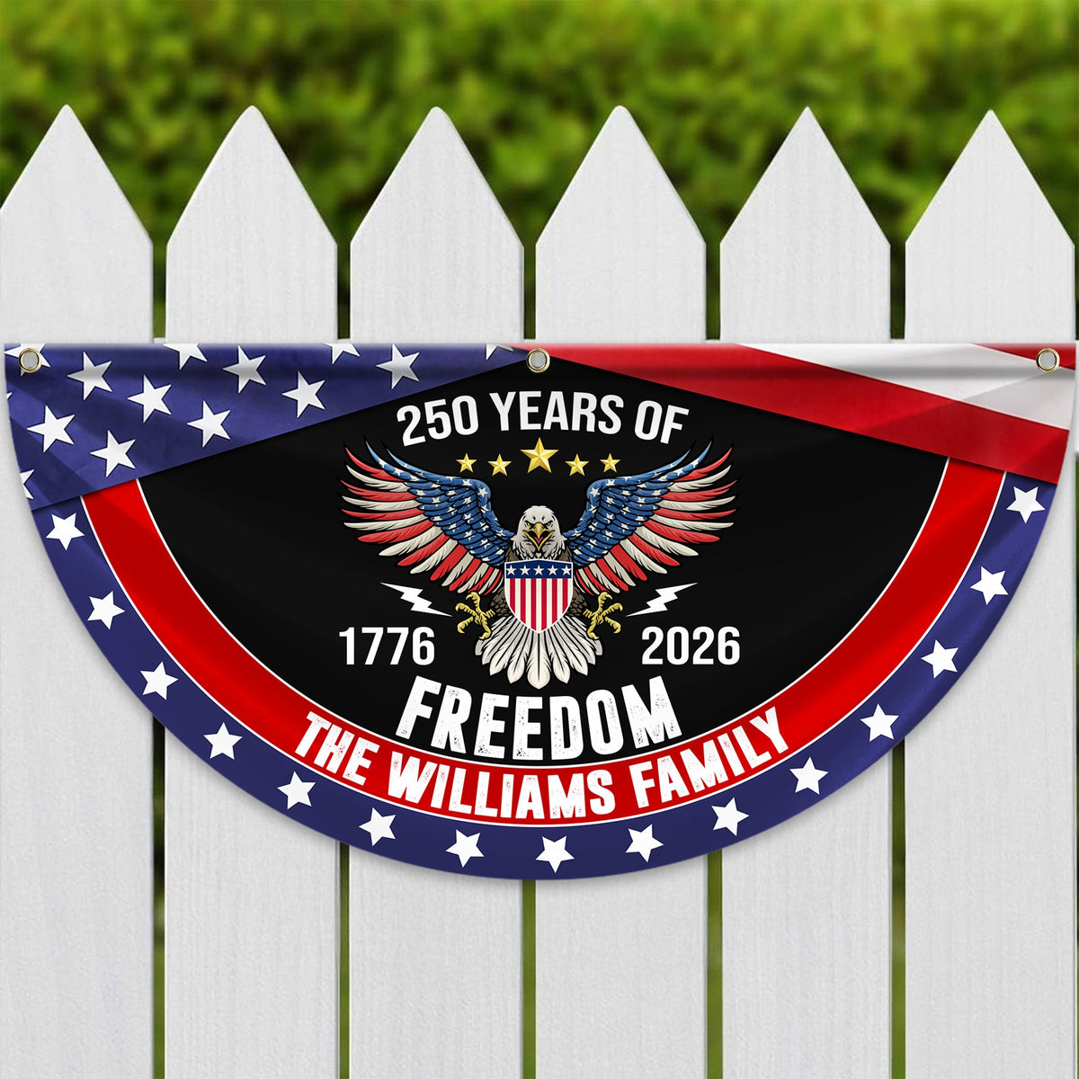 USA 250 Years Of Freedom Custom Family Name Non-Pleated Fan Flag CH07 910238