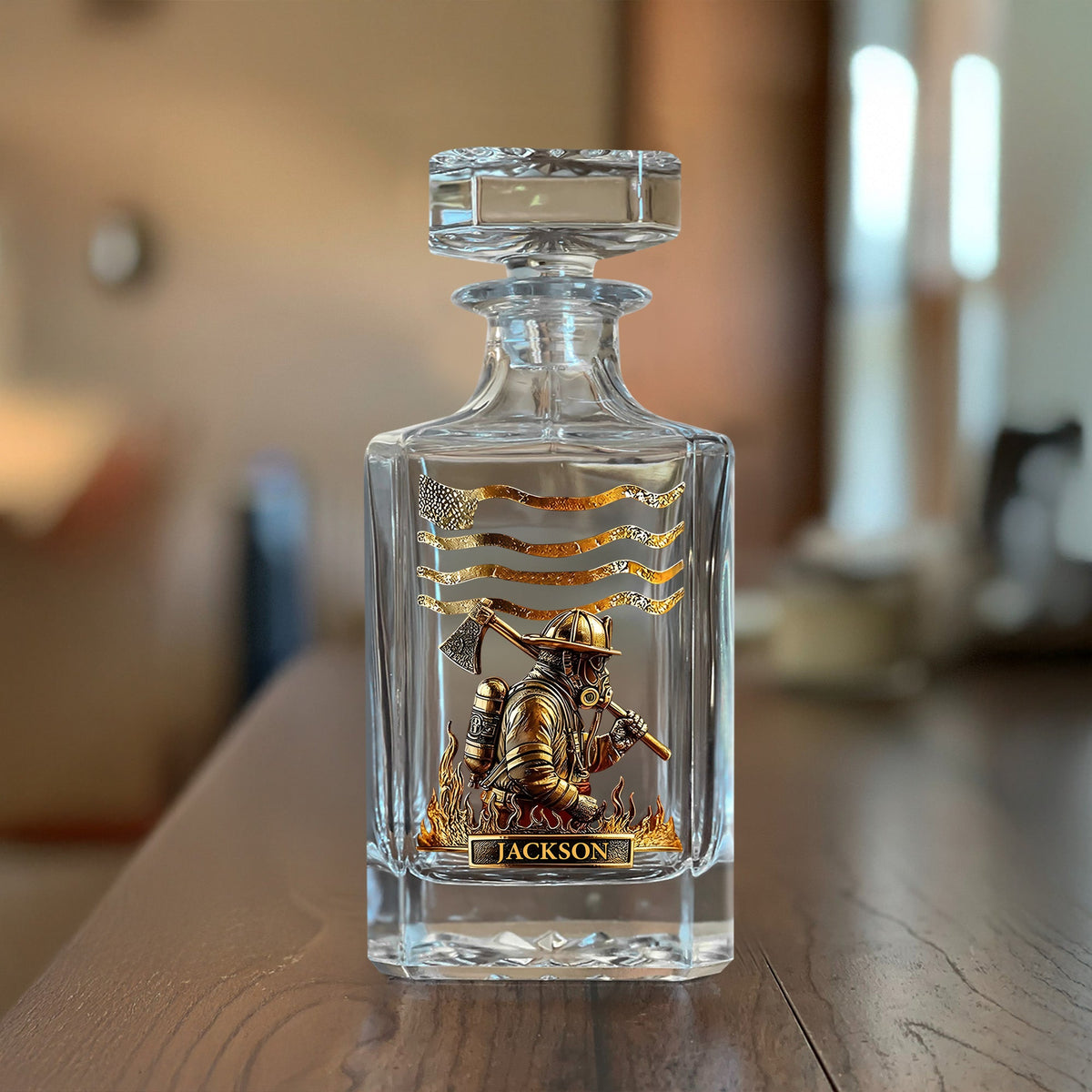 Custom Name Firefighter Personalized Print Decanter Gift For Dad, Father HA75 898064