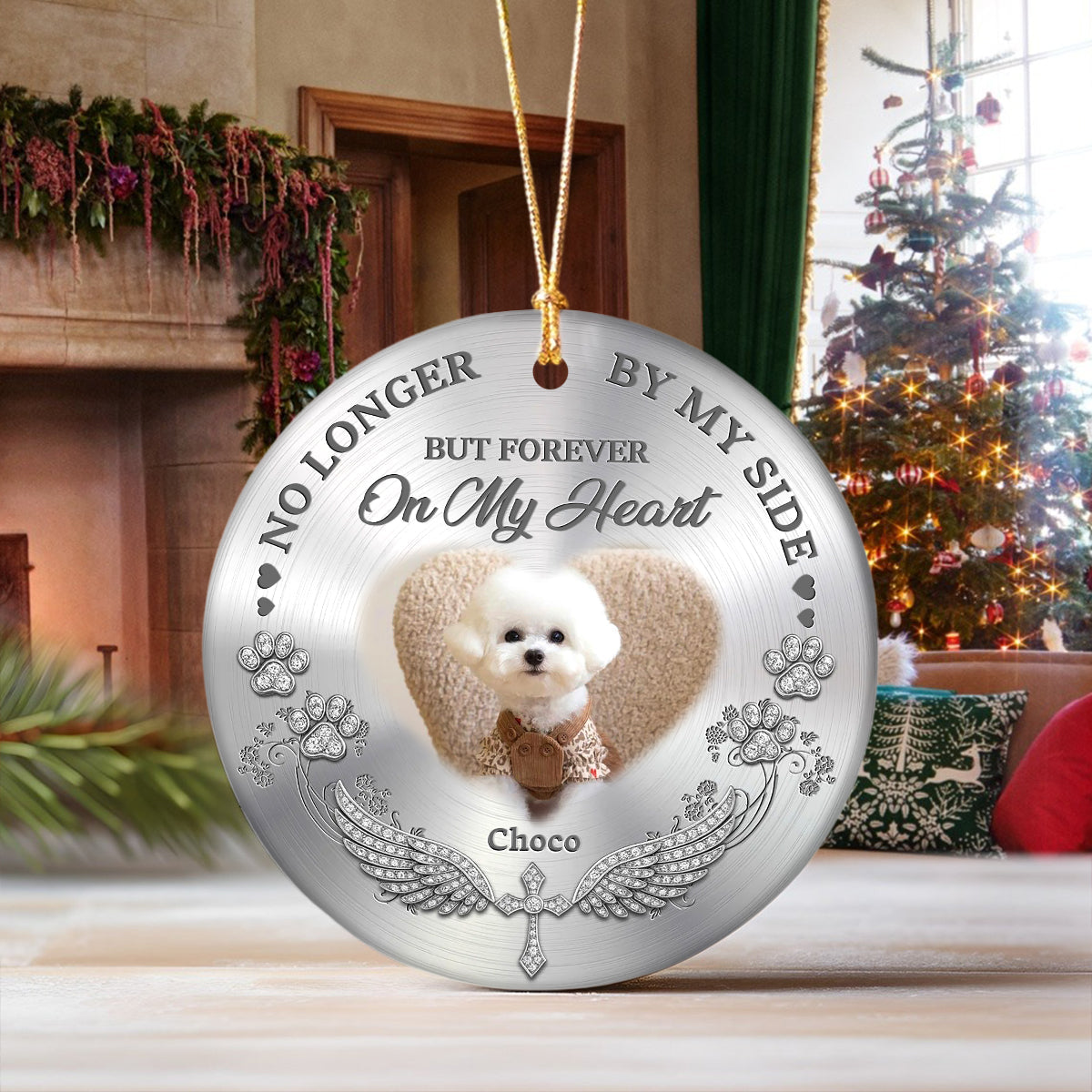 Custom Photo Pet Christmas Memorial Sympathy Ceramic Ornament Gifts For Pet Lovers LM32 893897