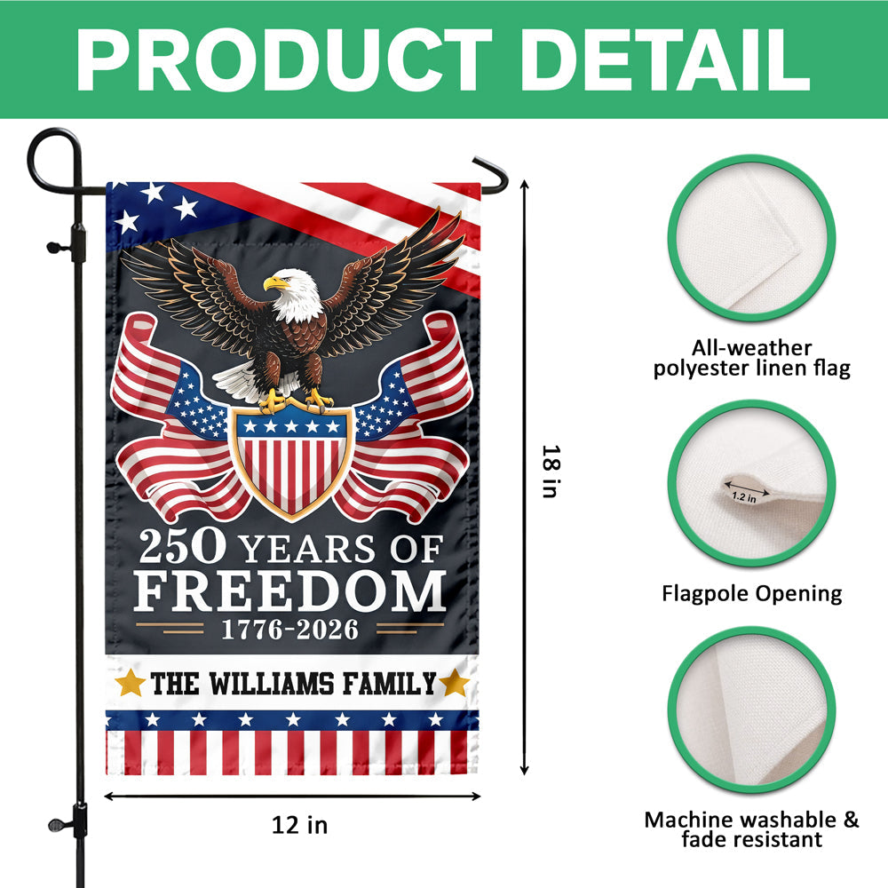 Custom Family Name USA 250 Years Of Freedom Garden Flag LM32 897963