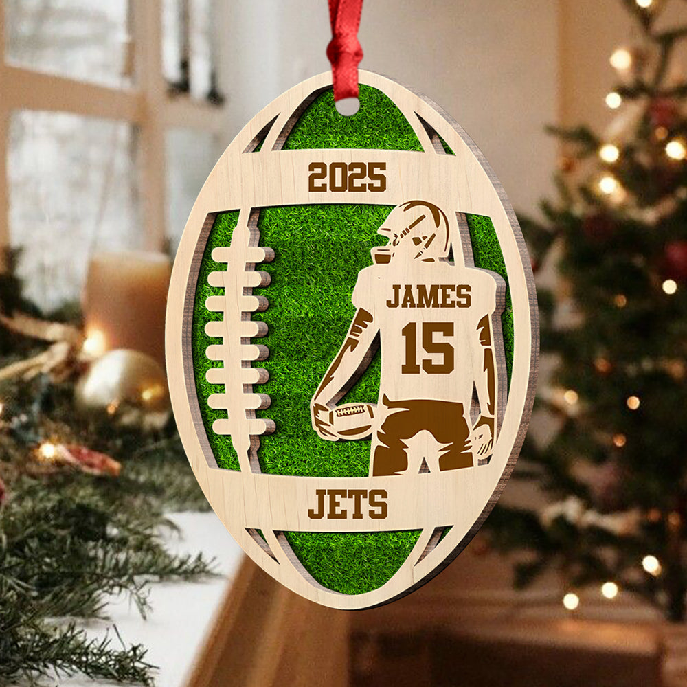 Personalized Football Player 2-Layer Wooden Ornament For Sport Lovers CH07 899466