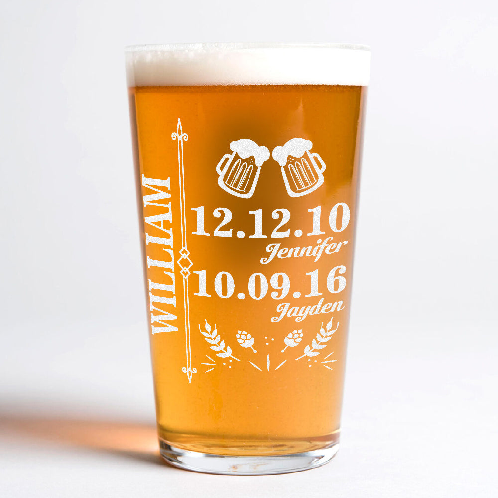 Custom Family History Print Beer Glass For Dad TH10 892771