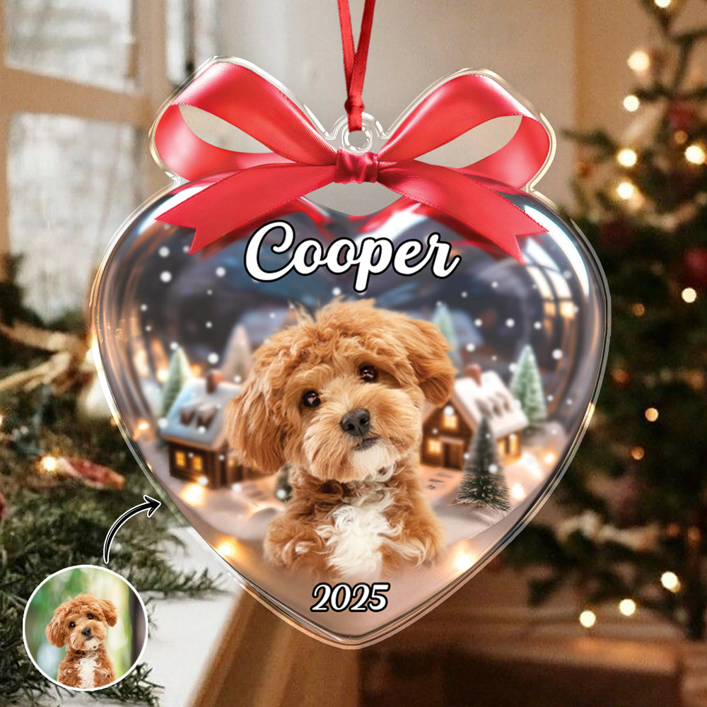 Custom Dog Photo Heart Shaped Acrylic Ornament Christmas Gift For Dog Lovers CH07 899332