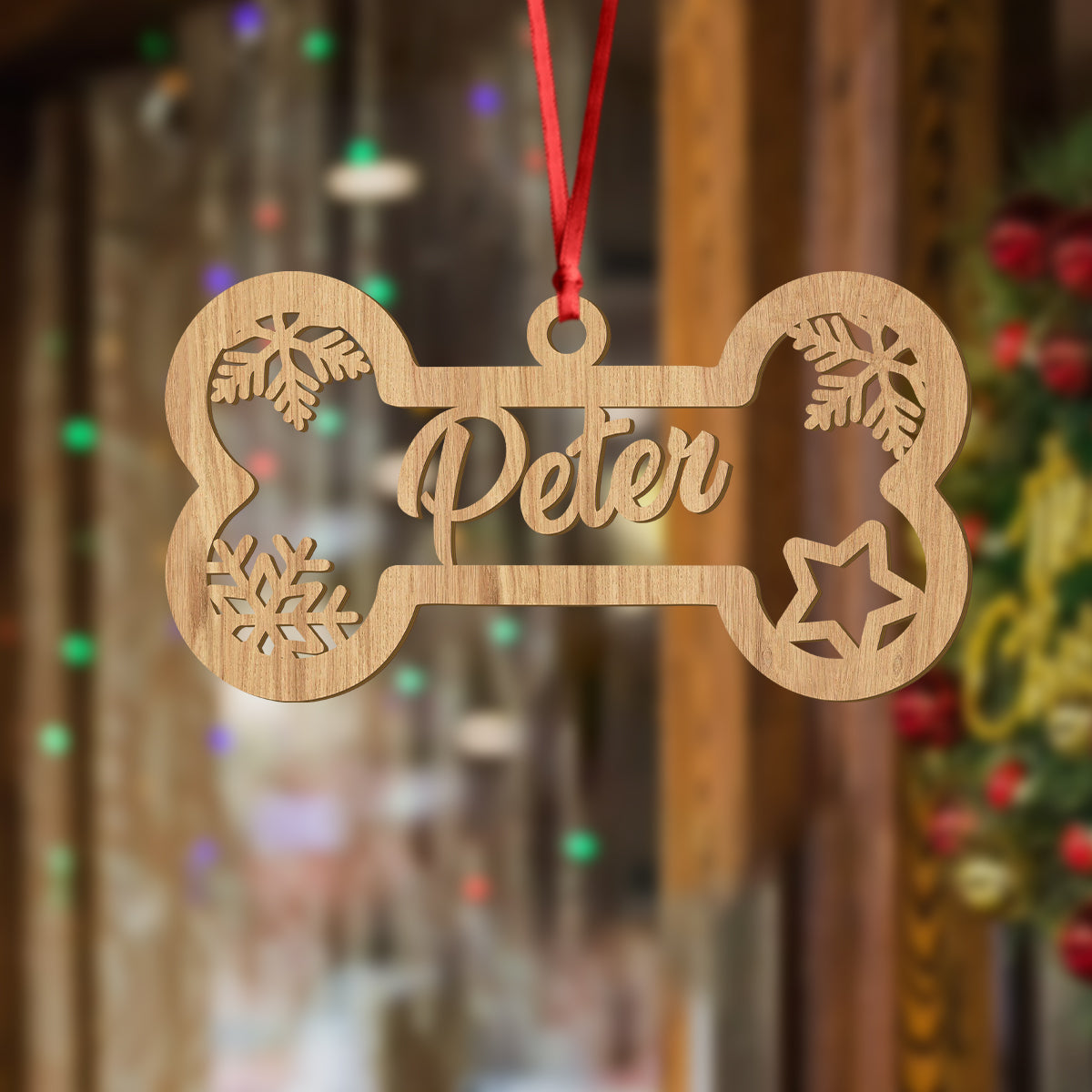 Custom Name Cute Pet With Paw Christmas Gift Wooden Ornament LM32 897339
