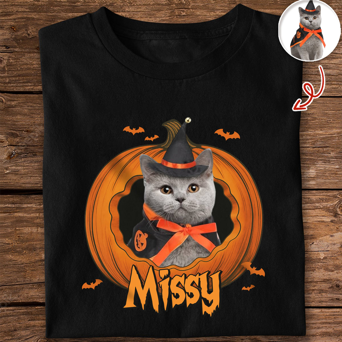 Custom Dog Cat Photo Halloween Pumpkin Dark Shirt HO82 894924