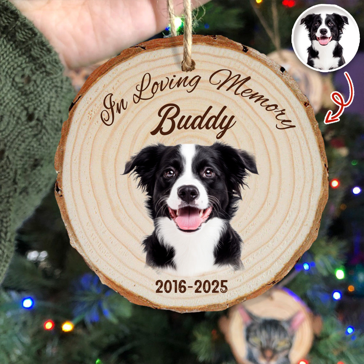 Custom Photo In Loving Memory Personalized Pet Memorial Wood Slice Ornament CH07 899270