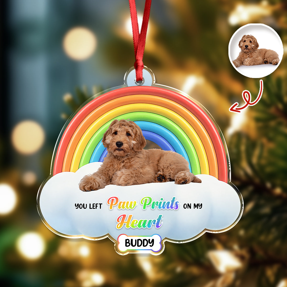 Custom Dog Lost Photo Acrylic Ornament Memorial Gift For Dog Dad Dog Mom CH07 896872