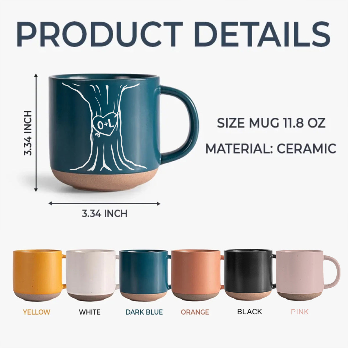 Custom Name A Heart Tree Pottery Mug For Couple TH10 898081