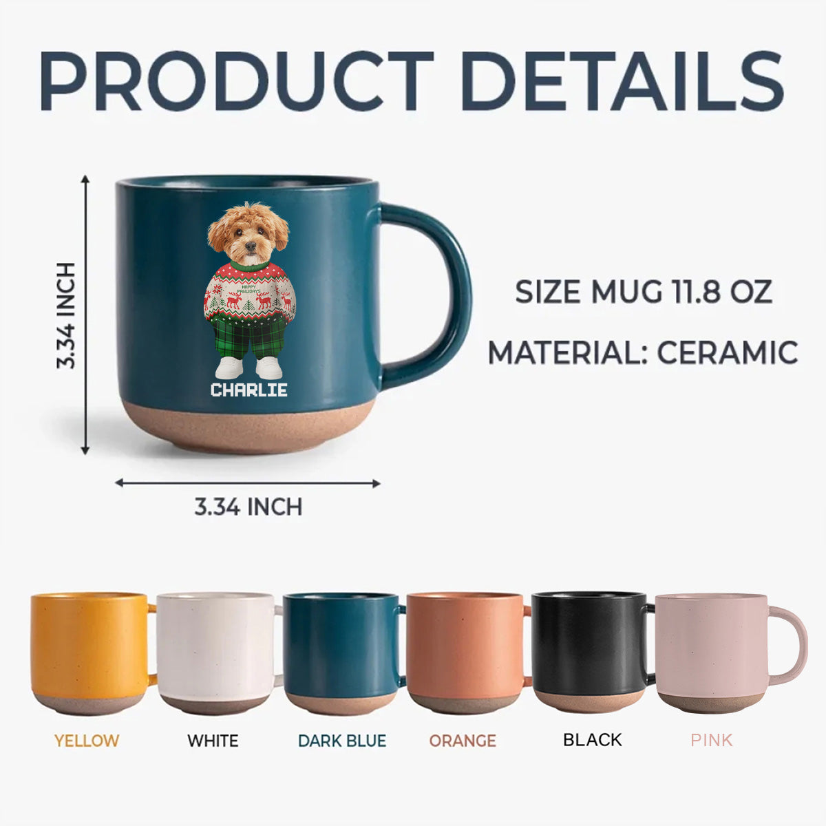 Custom Photo Dog Cat Xmas Clothes Christmas Pottery Mug For Dog Cat Lovers CH07 899316