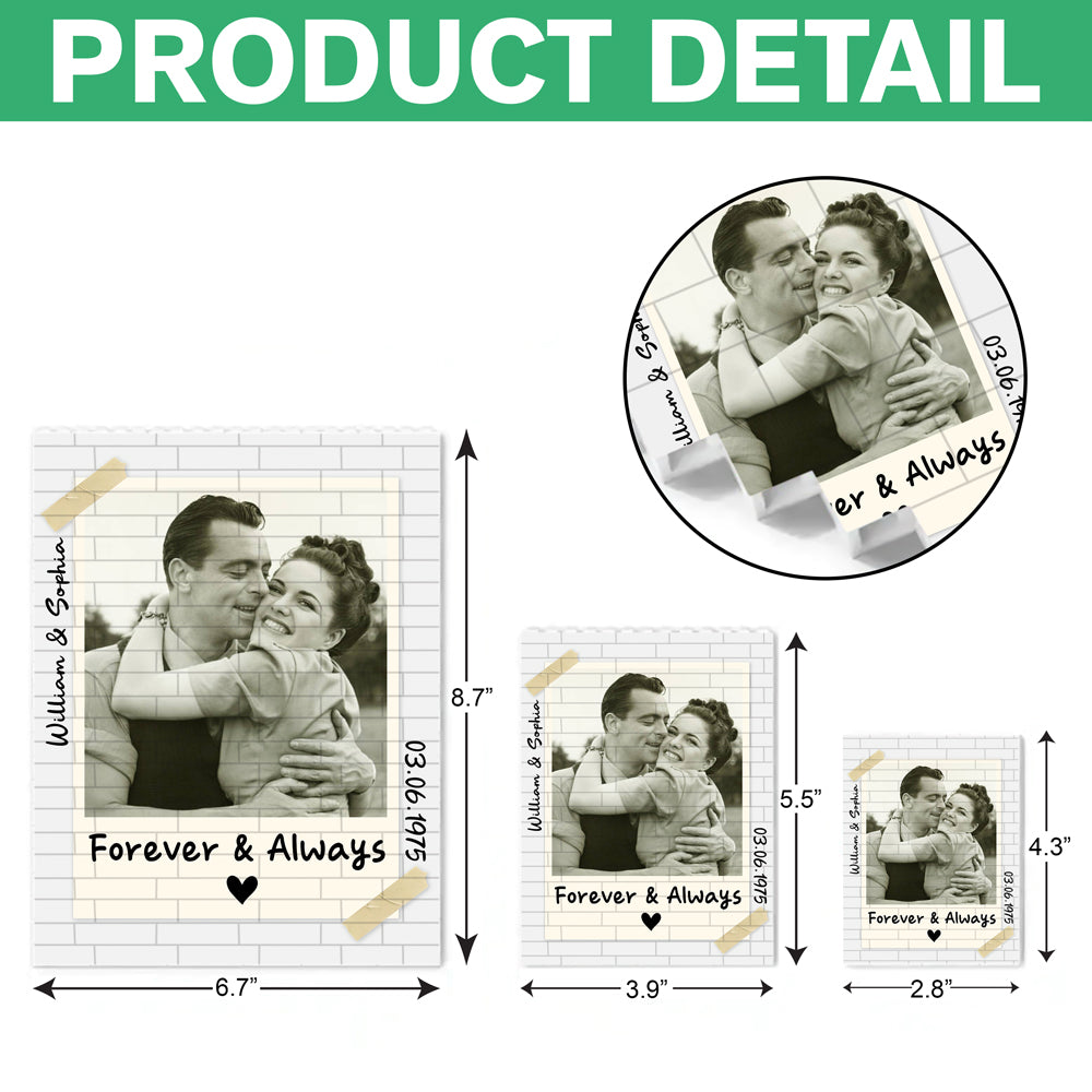 Custom Polaroid Couple Photo Forever & Always Building Brick Blocks CH07 910806